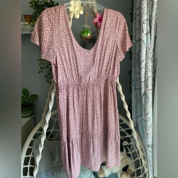 Pink Rose Dotted Midi Dress in Pink and White - Picture 2 of 4